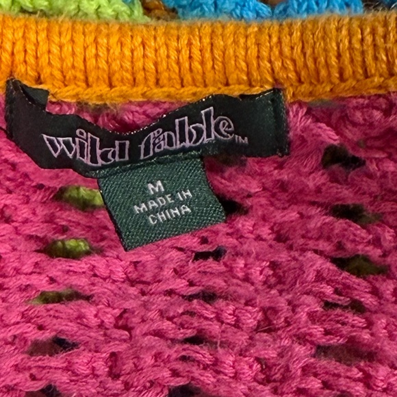 ✨ Wild Fable Vibrant Striped Crochet Crop Sweater ✨ - Picture 4 of 5